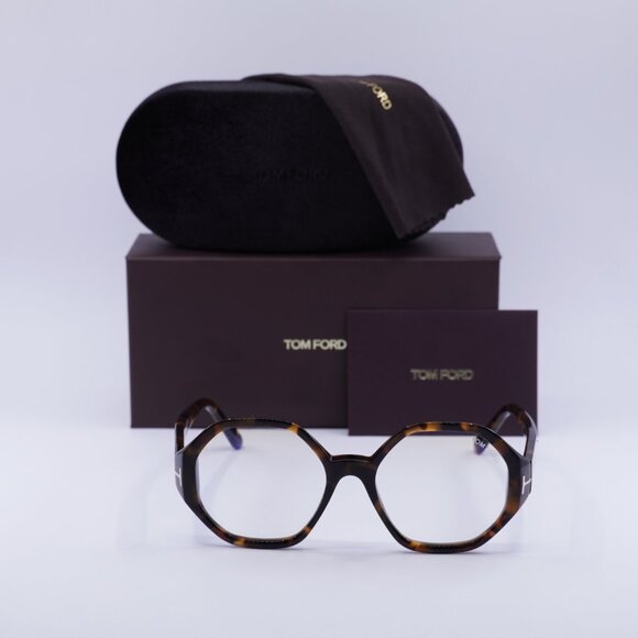 Tom Ford FT5967-B 052 Geometric Eyeglasses 53mm – Havana/Blue Light Block - Picture 3 of 9